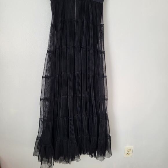 Alice + Olivia Deena Pleated Maxi Dress with Hot Pants Black Sz 6 Tulle Organza - Picture 12 of 13